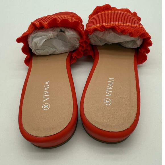 Vivaia Floria Round Toe Slide Sandals Old Money Orange Knit Breathable Comfort 9 - Picture 5 of 9